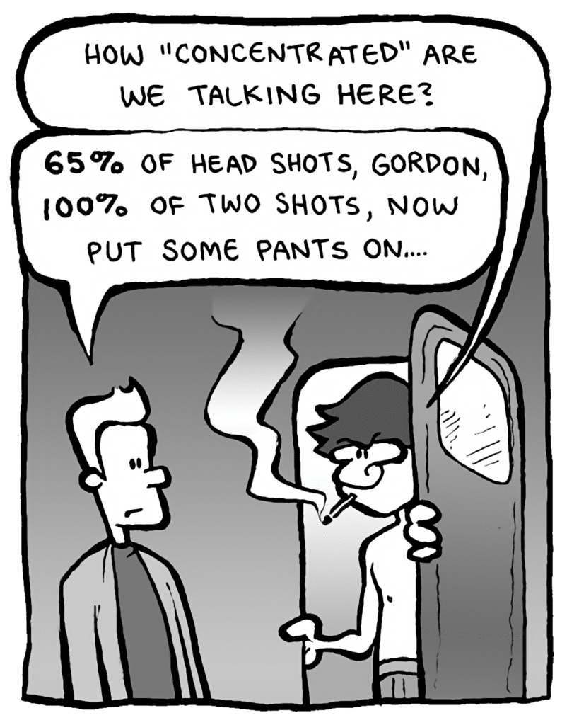 GORDON CRANWICK: How "concentrated" are we talking?
AGENT: 65% of head shots, Gordon, 100% of two shots, now put some pants on....