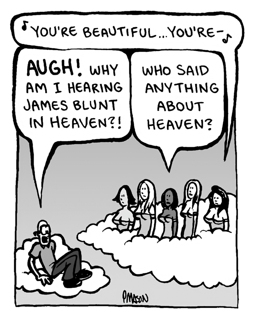 NYMPHS: (singing) You're beautiful... you're--
BRETT: AUGH! Why am I hearing James Blunt in Heaven?!
NYMPHS: Who said anything about Heaven?