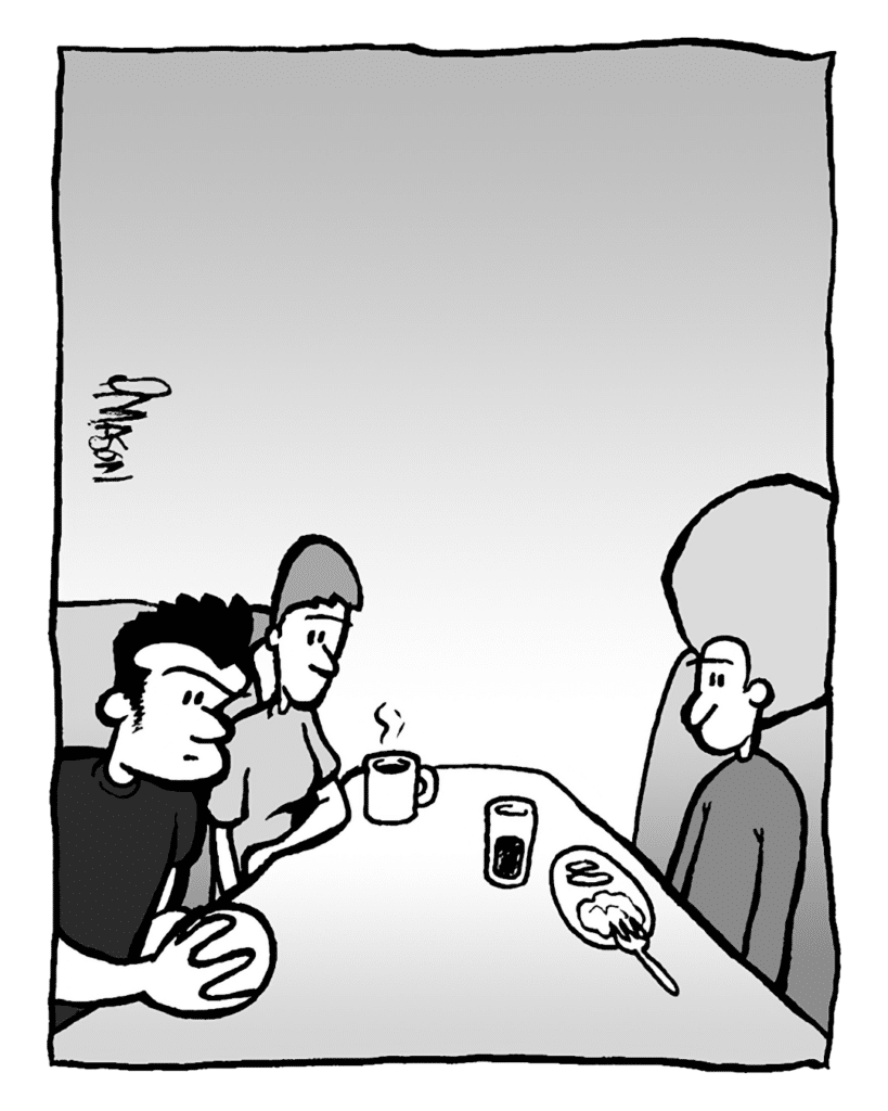 A pause.