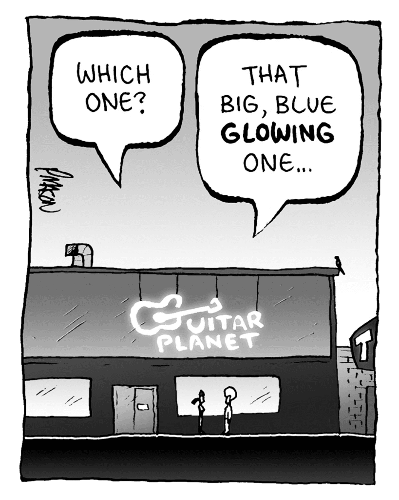 RONI: Which one?
DAN: That big, blue GLOWING one...