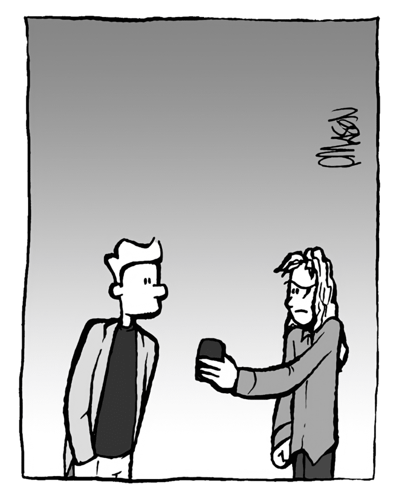 A pause.