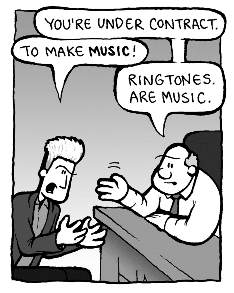 BART: You're under contract.
BOY BAND DUDE: To make MUSIC!
BART: Ringtones ARE music.