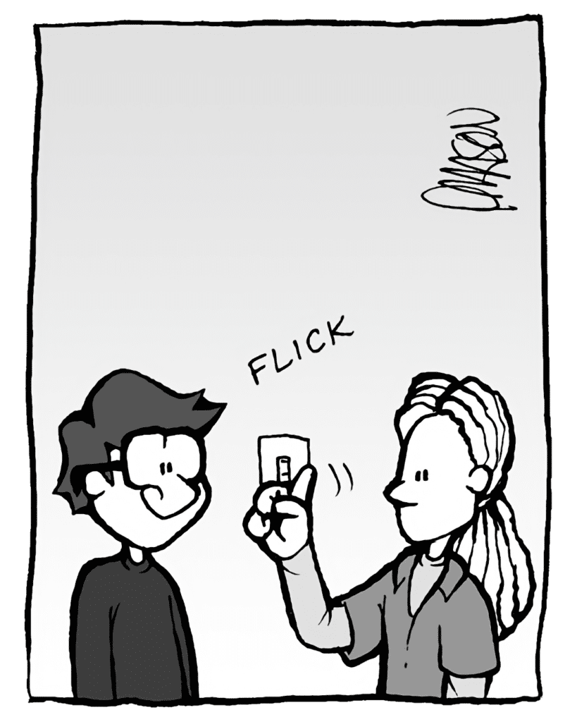 SOUND: (flip)