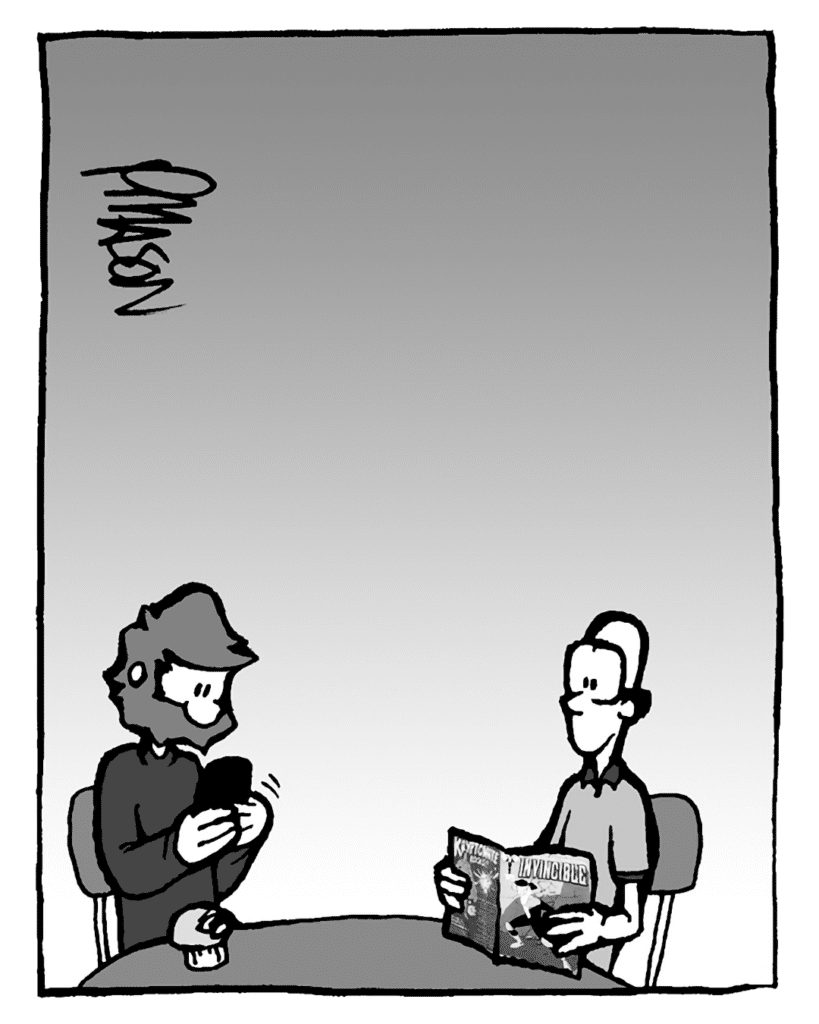 A pause.