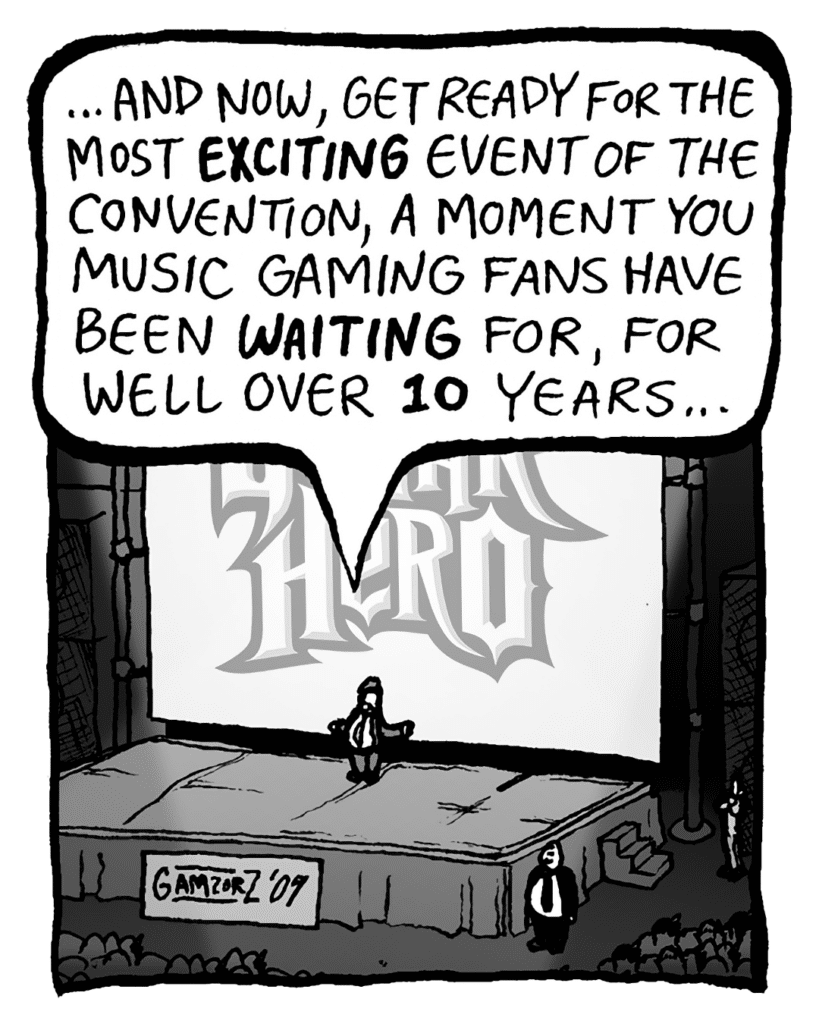 BOBBY KOTICK: ...and now, get ready for the most EXCITING event of the convention, a moment you music gaming fans have been WAITING for, for well over 10 years...