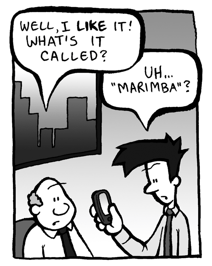 BART: Well, I LIKE it! What's it called?
JOEL: Uh... "marimba"?