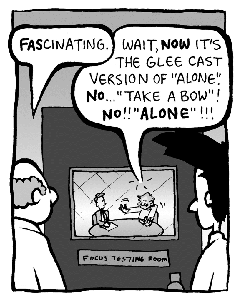 BART: FAScinating...
GREG: Wait, NOW it's the Glee cast version of "Alone". NO... "Take a Bow"! NO!! "ALONE"!!!